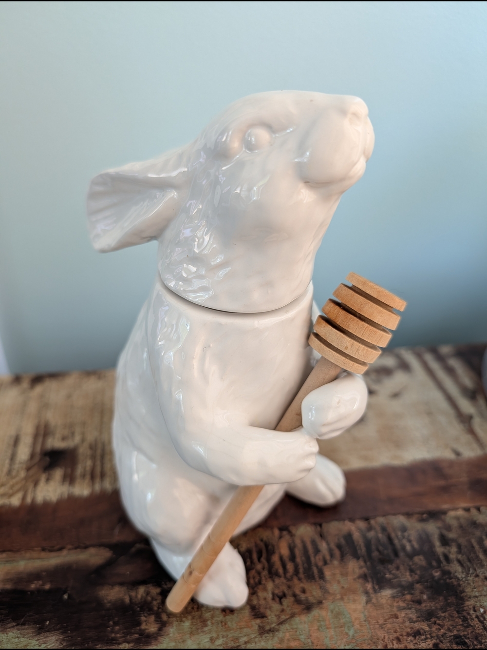 Creative Co-op Rabbit Honey Pot with Honey Dipper *Read*